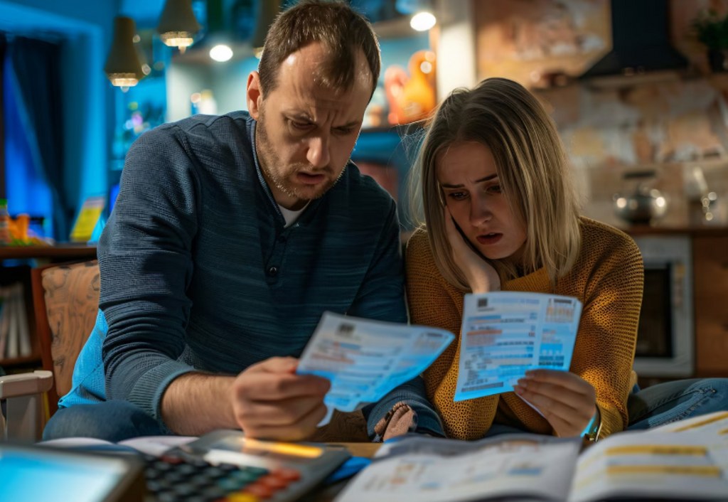 A couple calculating their business costs.