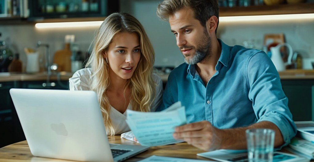 A couple doing an analysis of their budget.