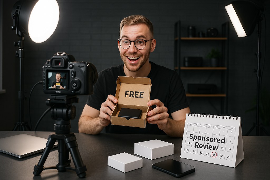 A creator doing product review.