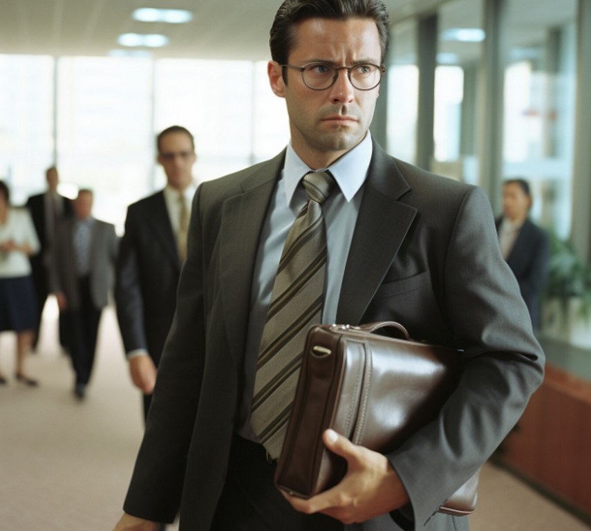 A man in a suit carrying a bag.