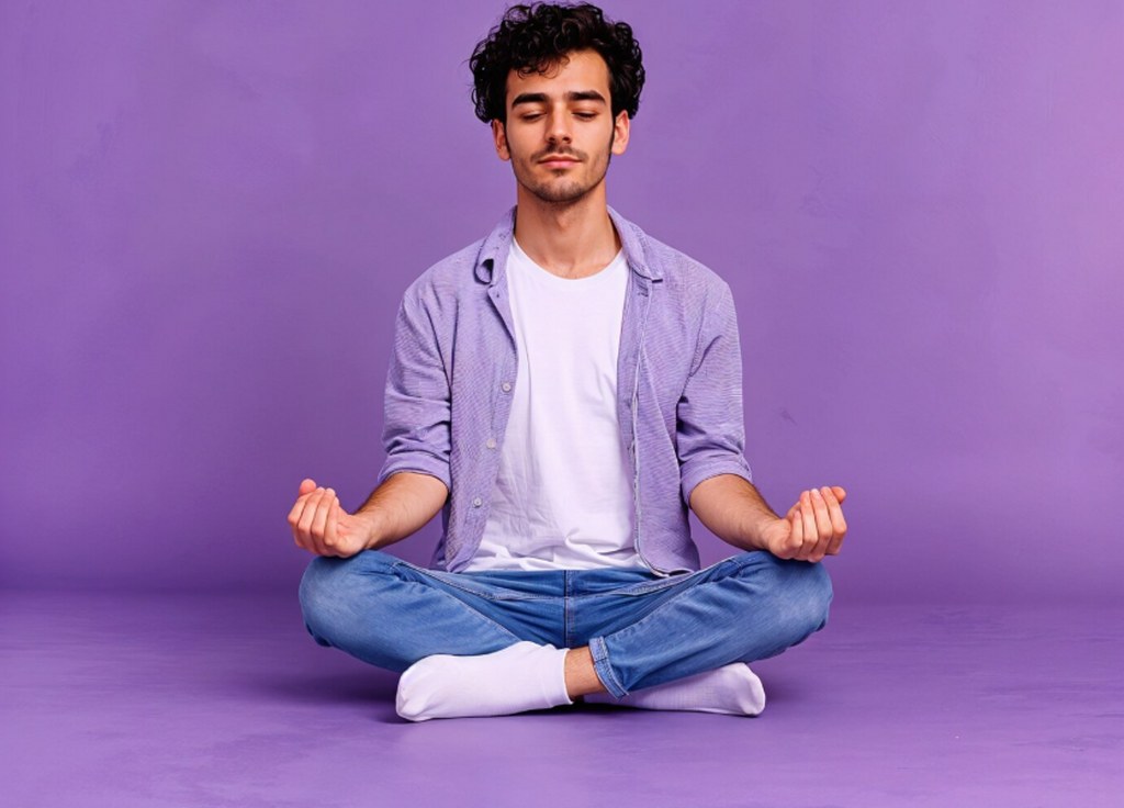 A man practicing yoga mindfulness.