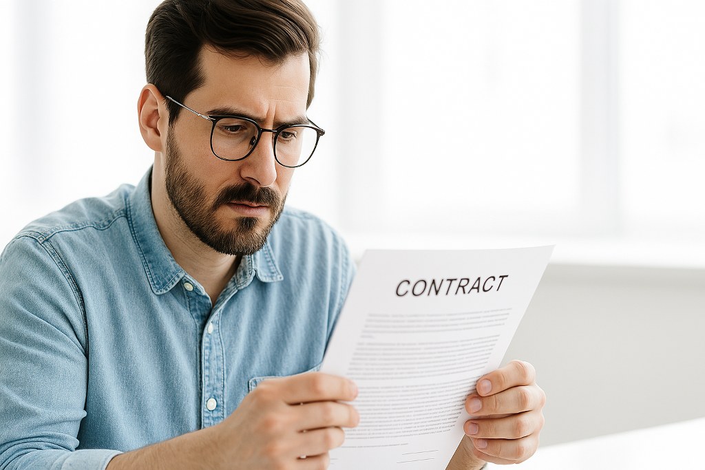 A man reading a contract.
