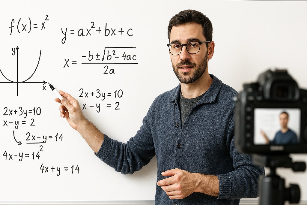 A math tutor making an online video.