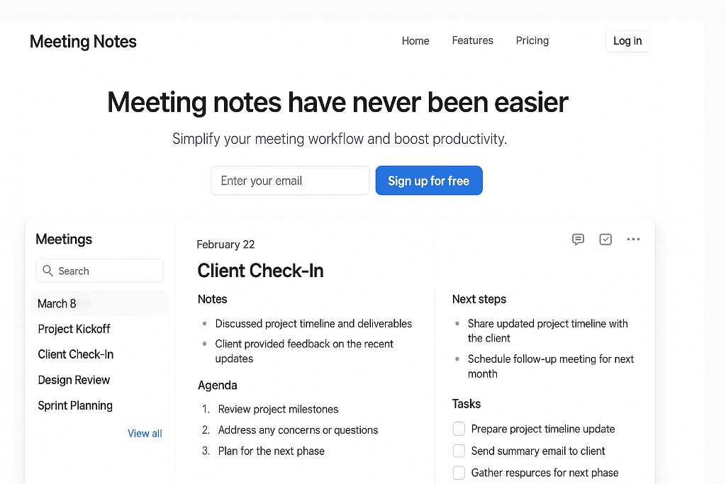 A meeting notes website.