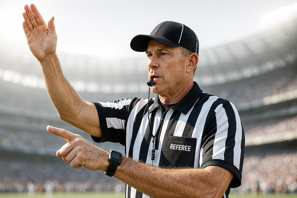 A referee in a sporting event.