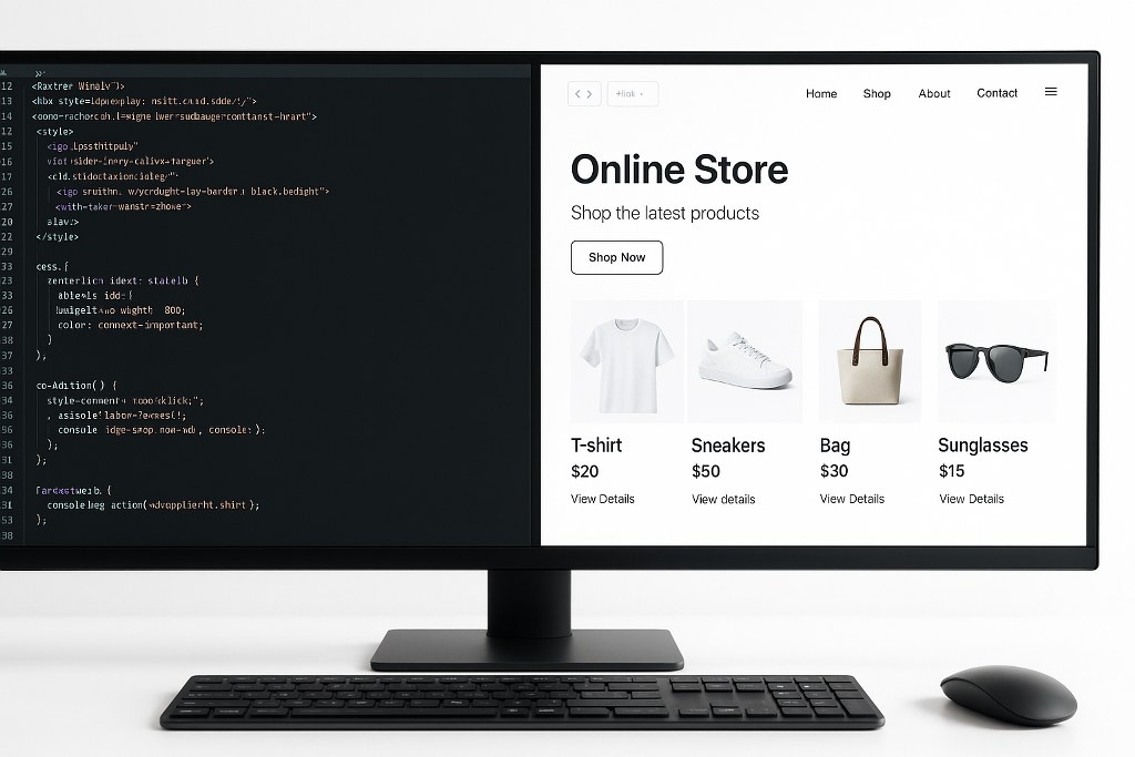 A section of code for developing an e-commerce store.