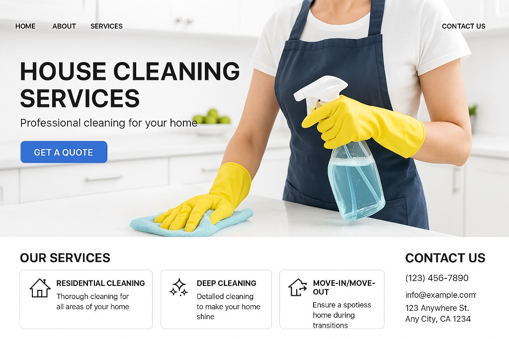 A website for house cleaning services.