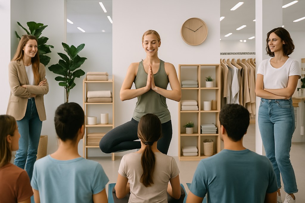 A yoga event in a store.