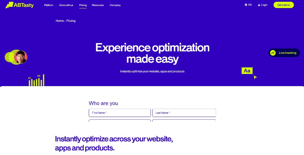 AB Tasty pricing page.