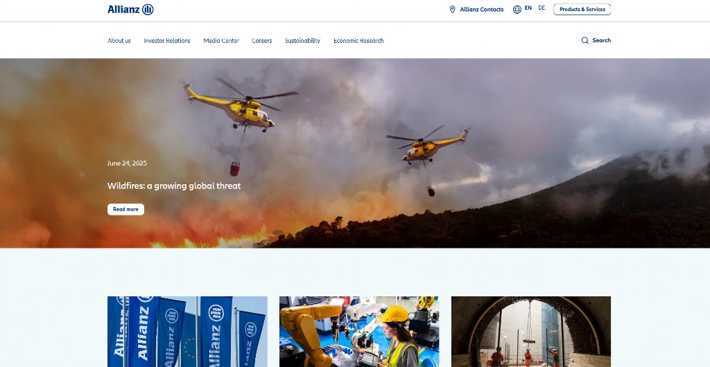 Allianz website homepage.