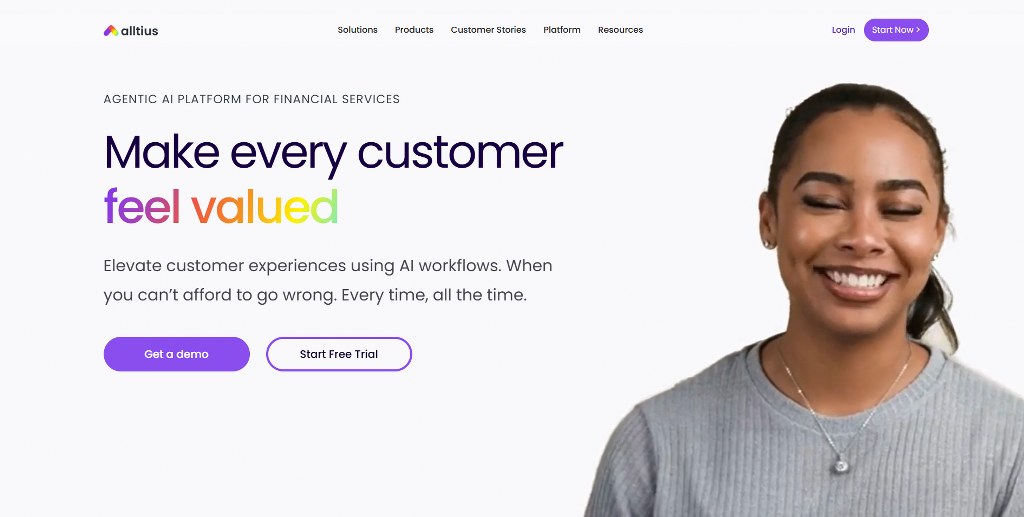 Alltius website homepage.