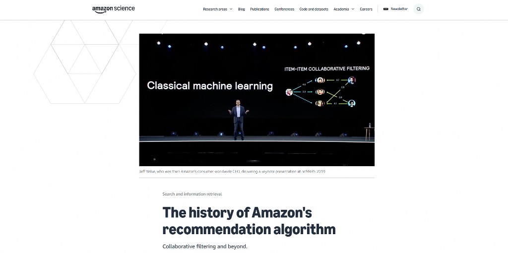 Amazon Science page explaining the product recommendation algorithm.
