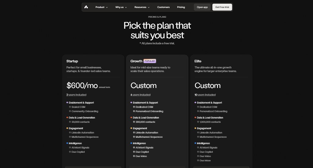 Amplemarket pricing page.