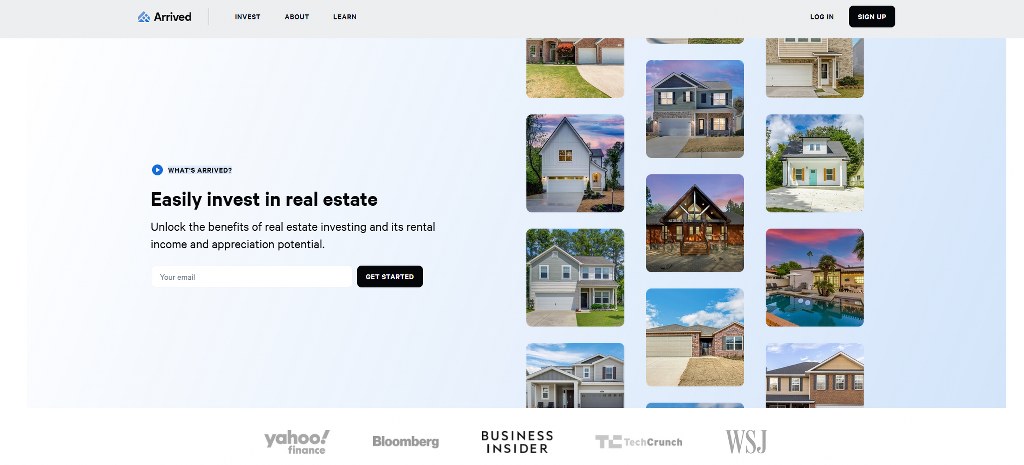 Arrived website homepage.