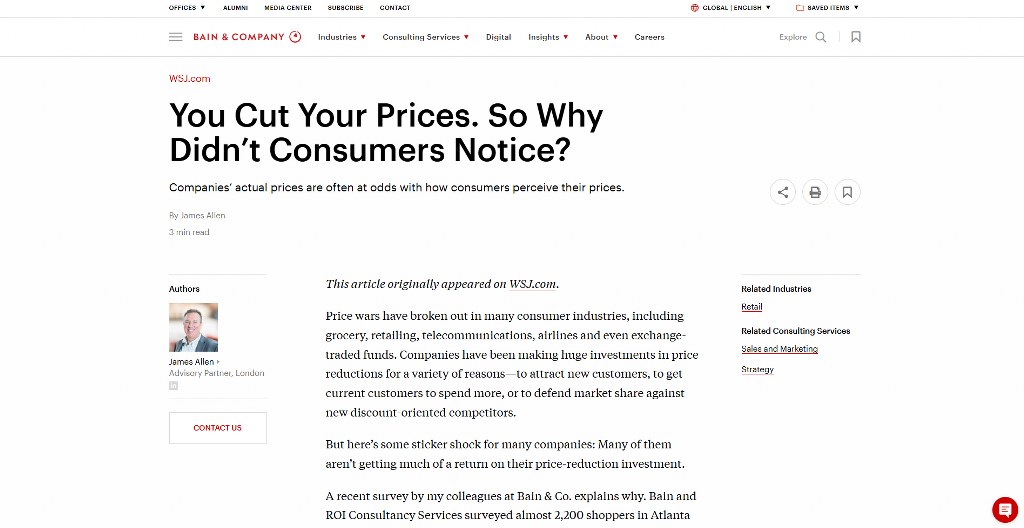 Bain article on pricing.