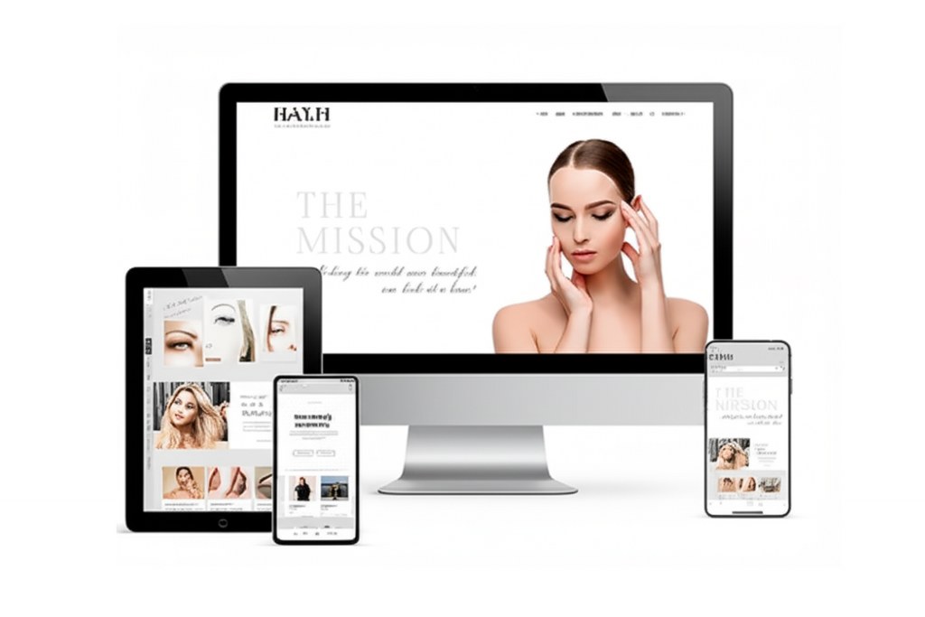 Beauty website displayed on devices.