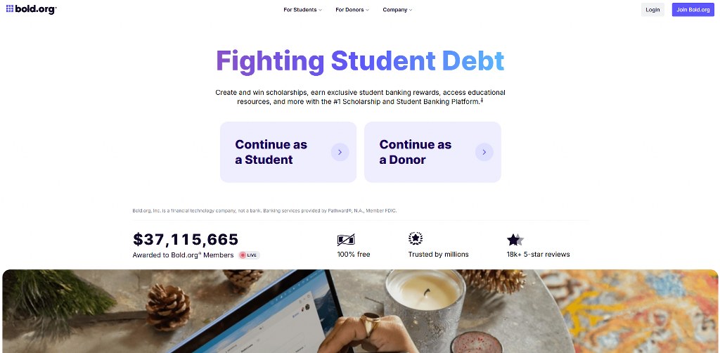 Bold website homepage.