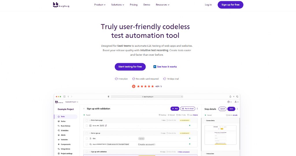 BugBug homepage.