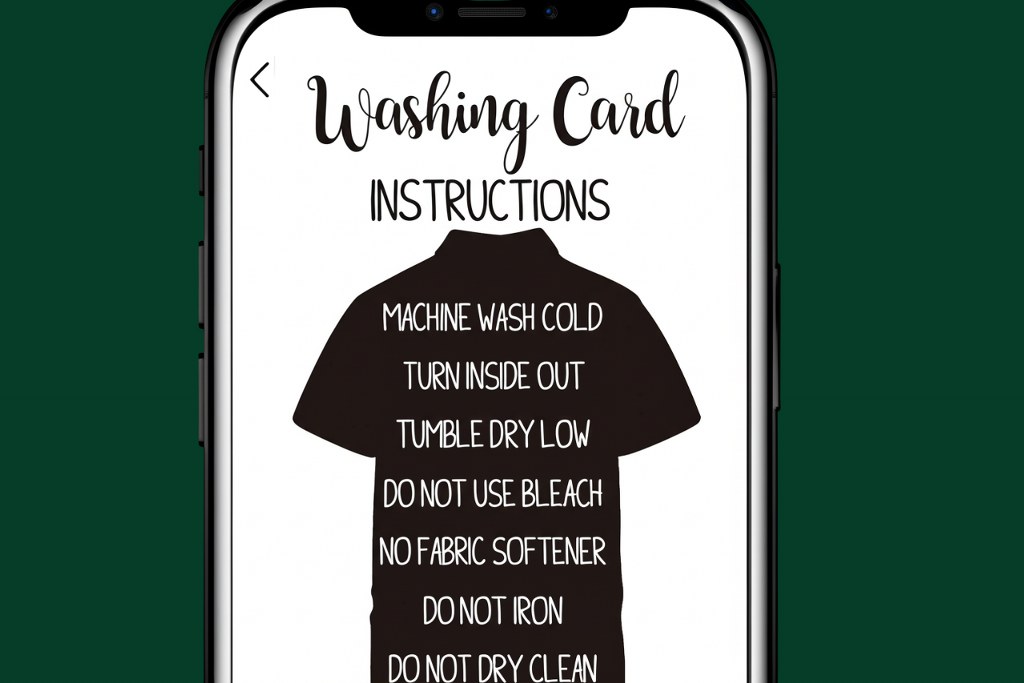 Care instructions on phone.