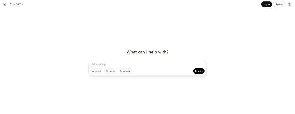 ChatGPT homepage.