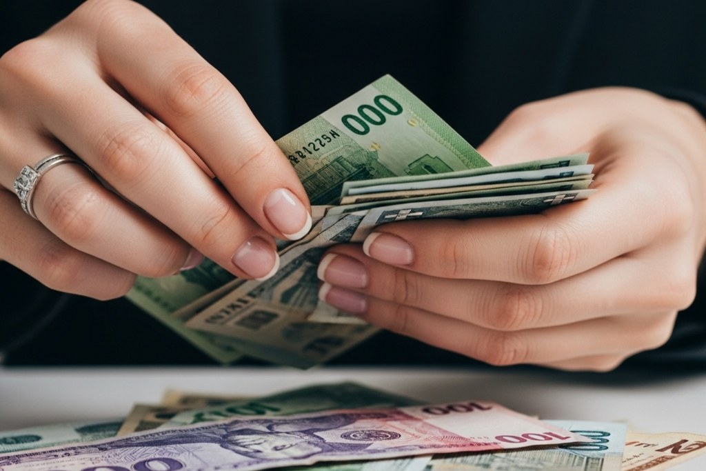 Counting money close-up.