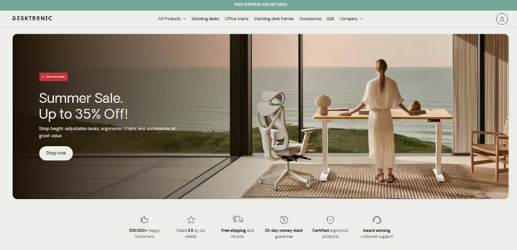 Desktronic website homepage.