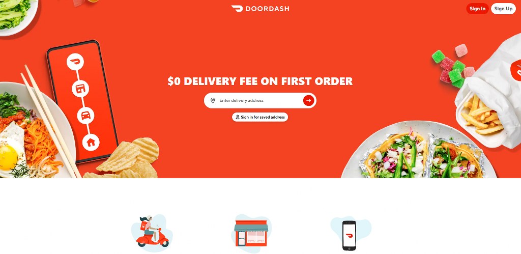 DoorDash homepage.