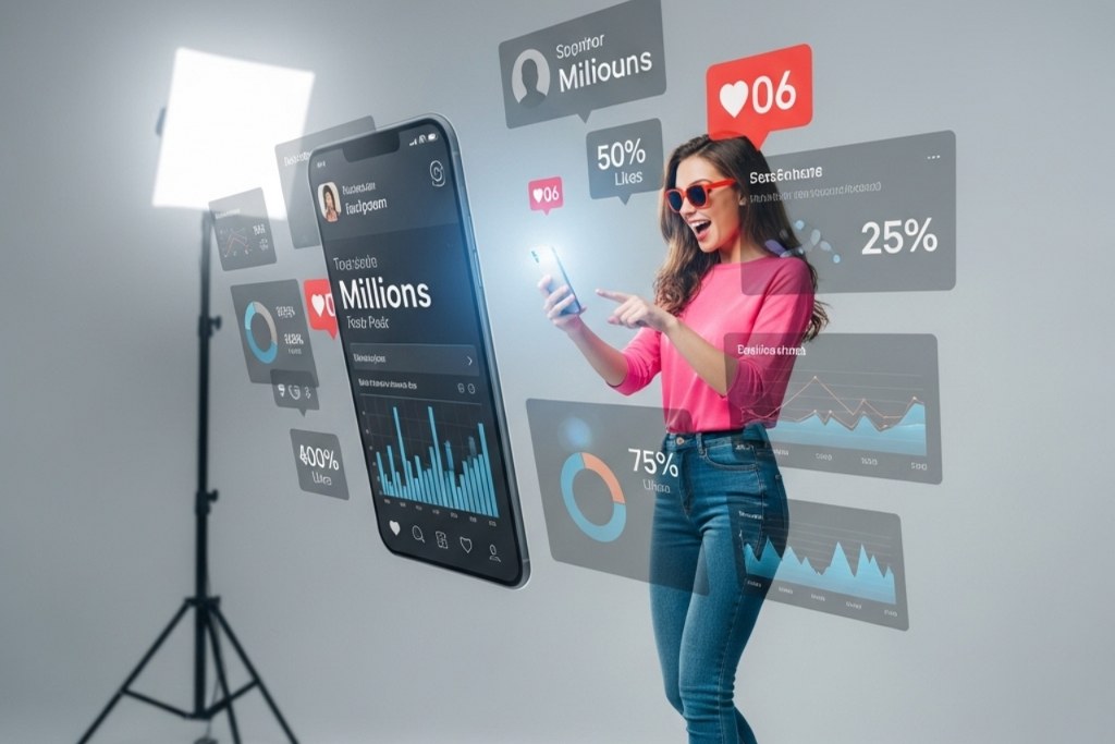 Female influencer's post reached a number of audience.