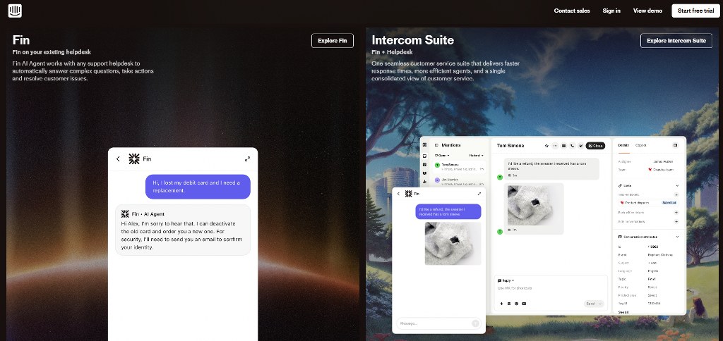 Fin AI homepage.