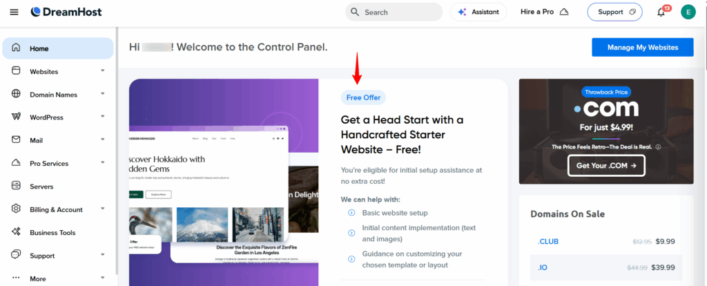 DreamHost Free Website: Get a Custom 4-Page Site With Hosting