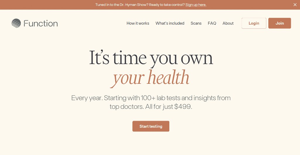 Functional Health homepage.