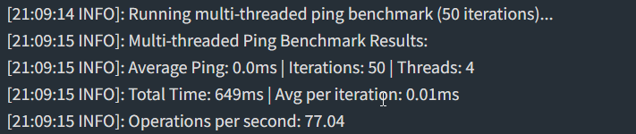 Ping Benchmark (50 iterations)