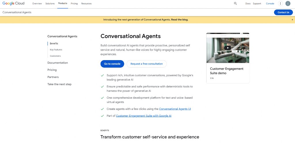 Google Dialogflow website.