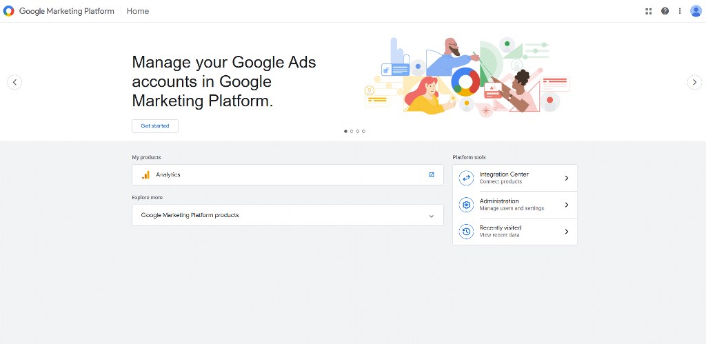 Google Marketing Platform homepage.