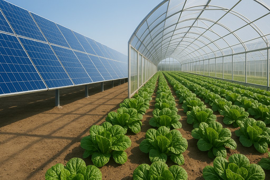 Greenhouse being powered by solar energy.