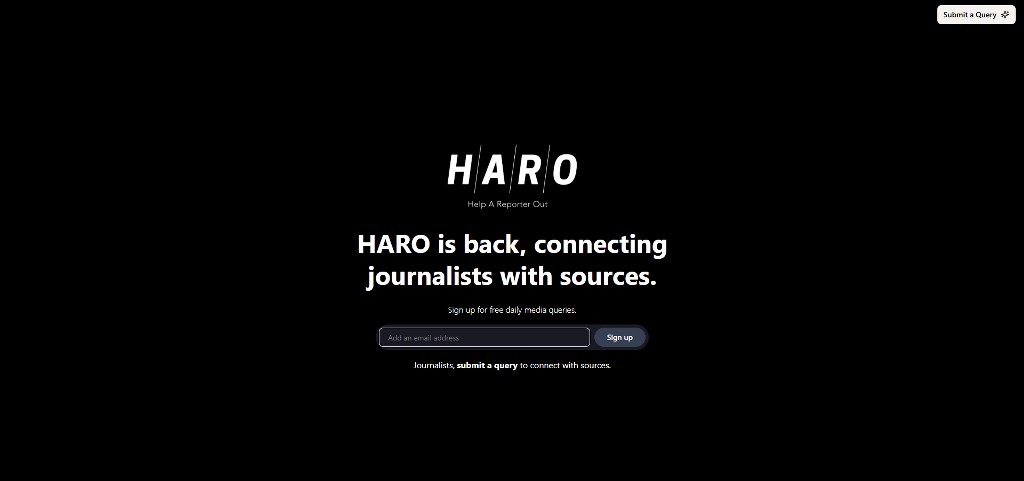 HARO website homepage.