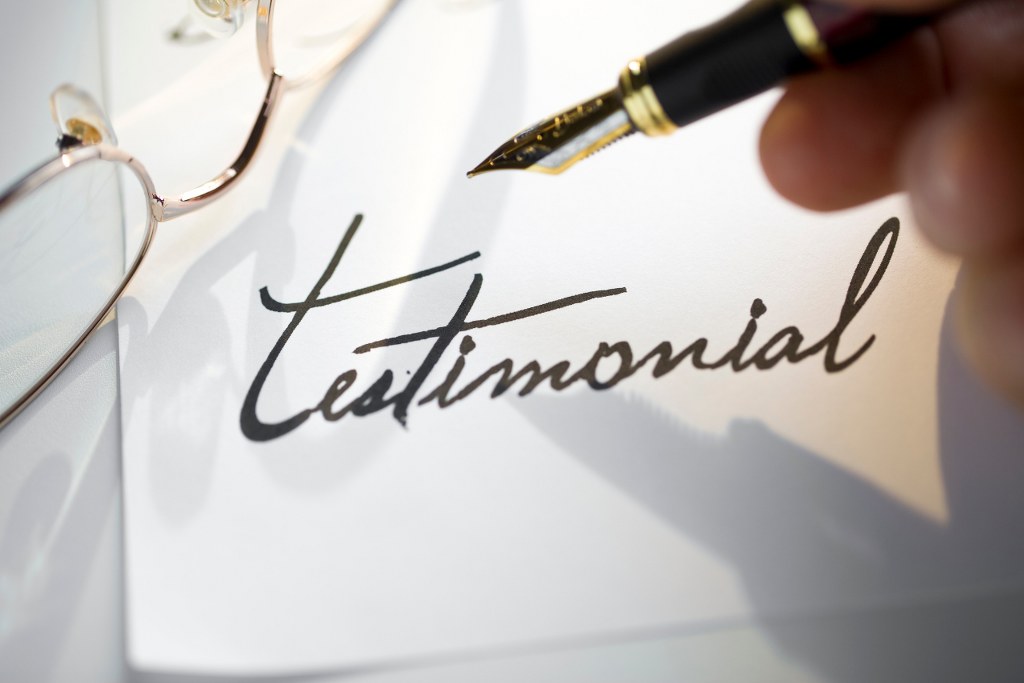 Handwriting of word testimonial.