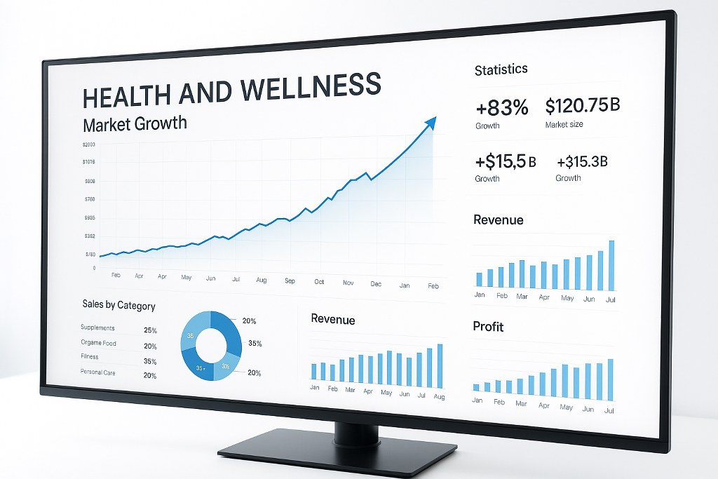 Health and wellness market growth statistics. 