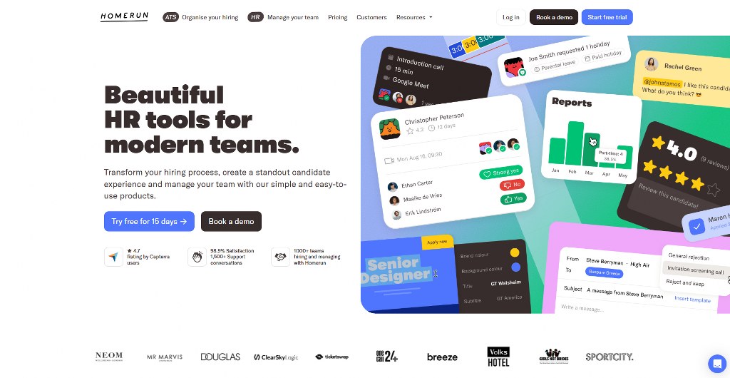 Homerun landing page.