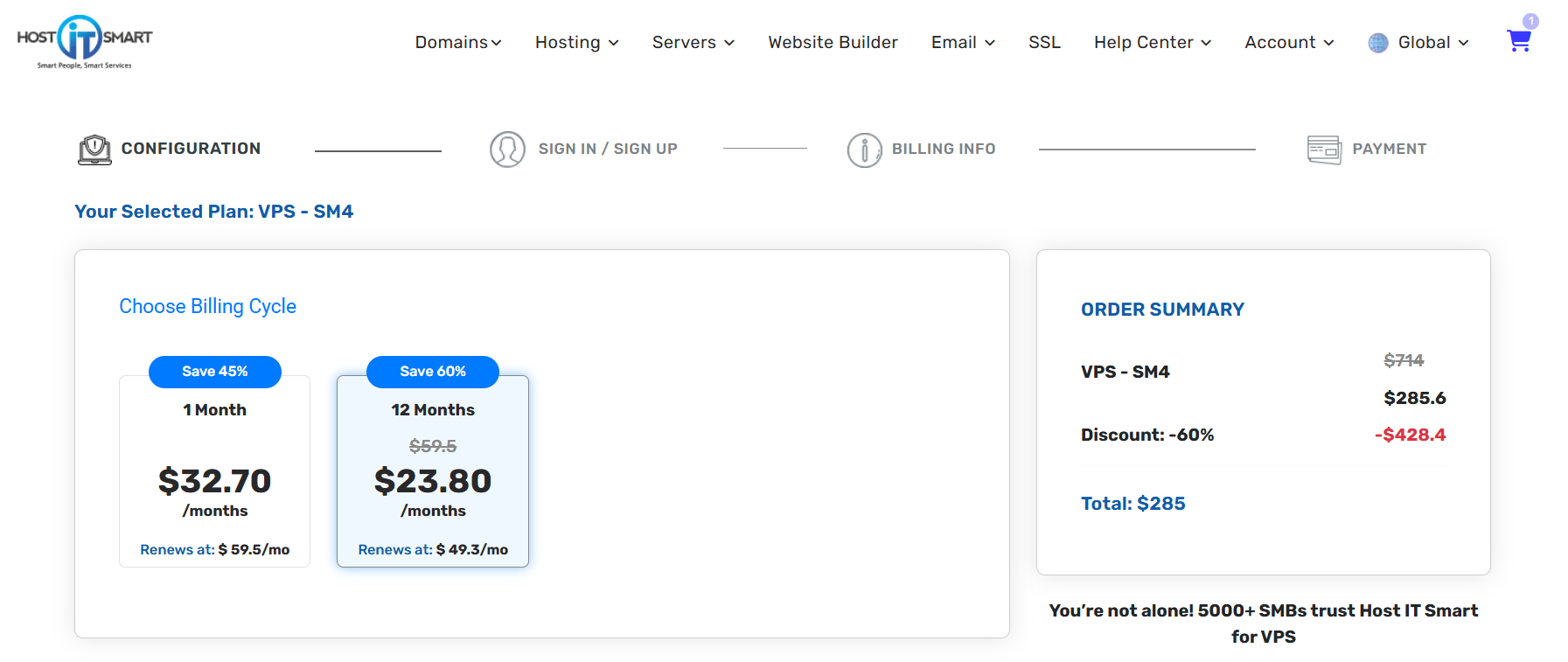 Choosing billing cycle