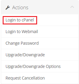 Login to cPanel button