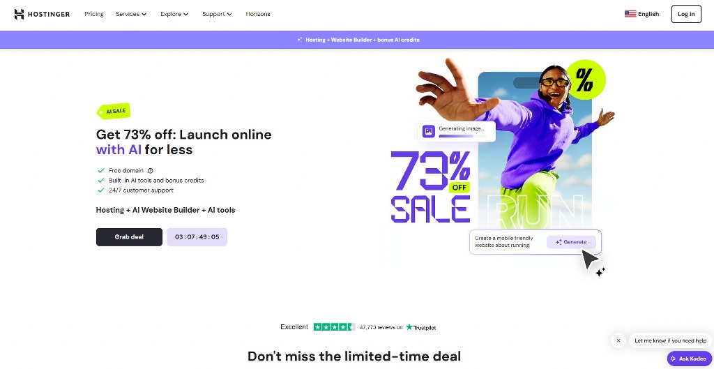 Hostinger website homepage.