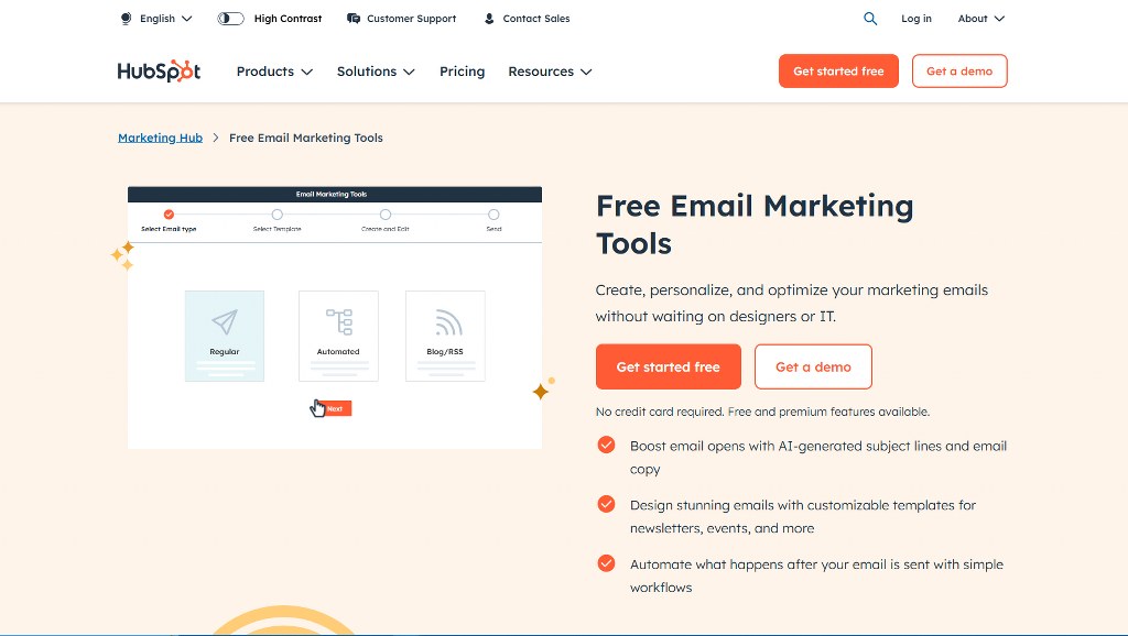 HubSpot homepage.