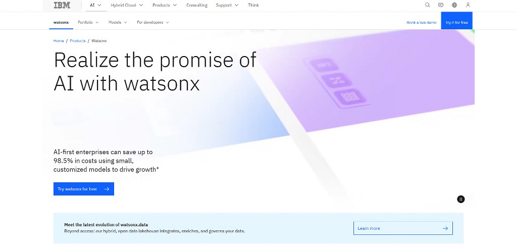 IBM Watsonx' website.