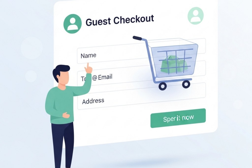 Illustration of guest checkout concept.