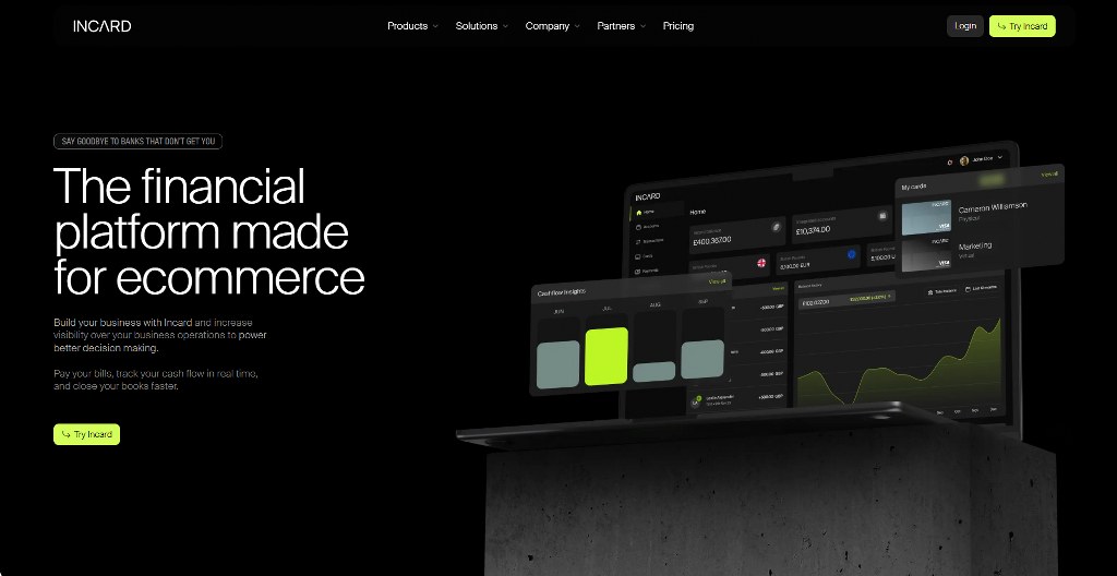 Incard website homepage.