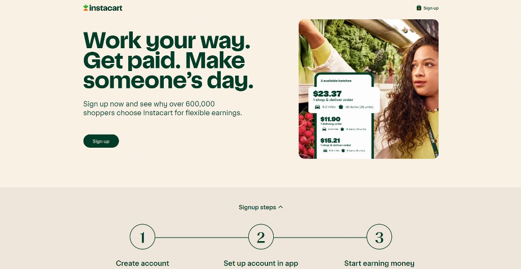 Instacart website homepage.