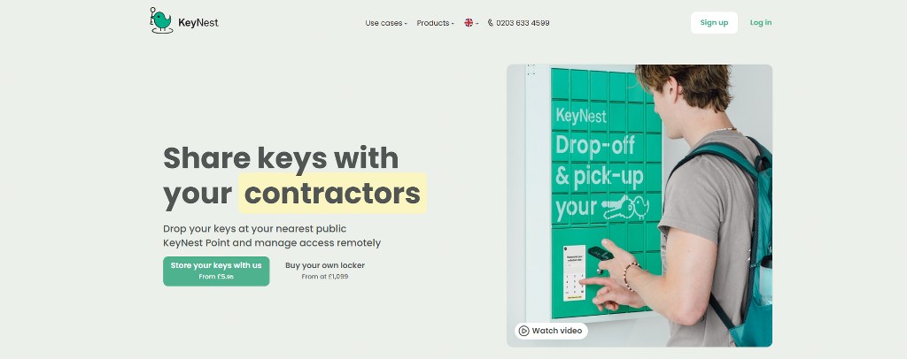KeyNest homepage.