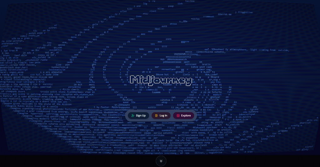 MIdjourney website homepage.