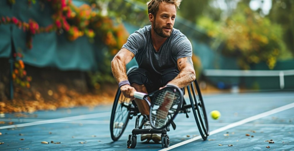 Male tennis player in a wheelchair.